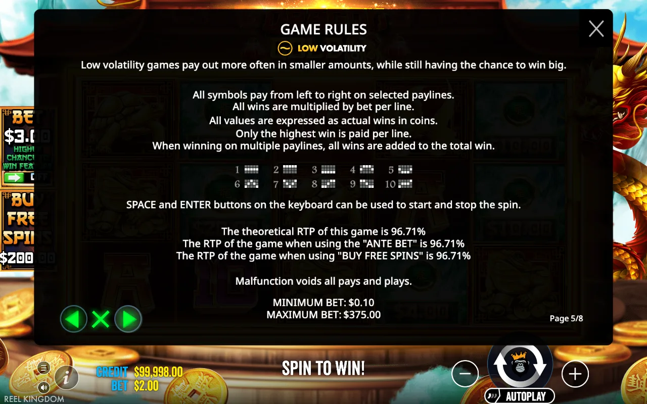 Game rules, page 5 — Dragon Gold 88