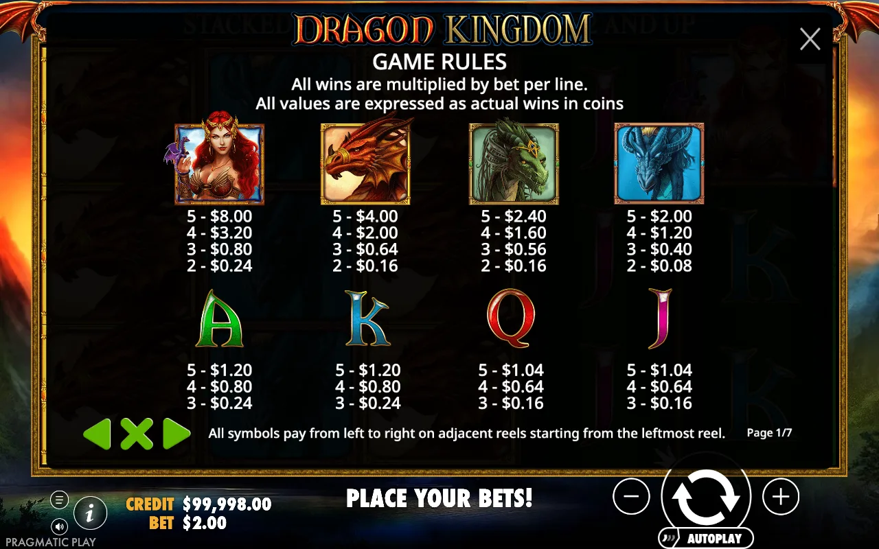 Game rules — Dragon Kingdom