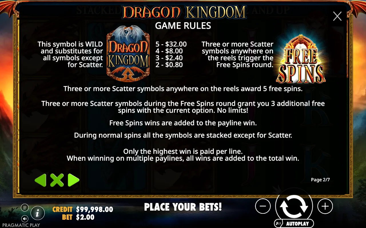 Game rules — Dragon Kingdom
