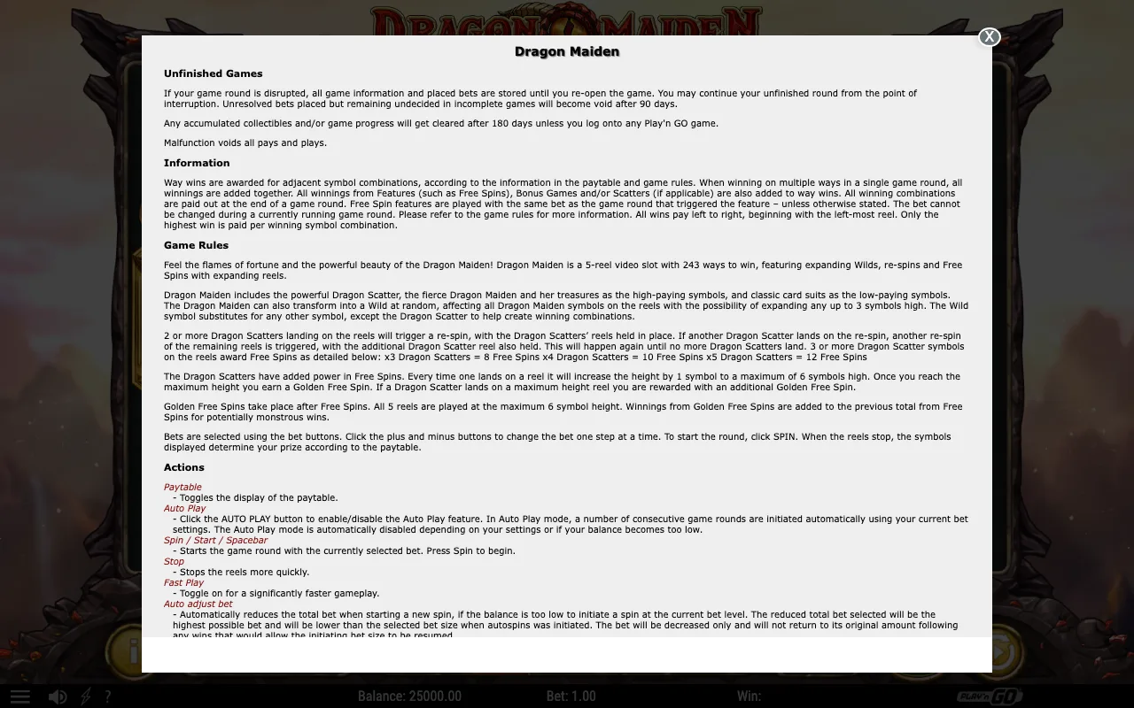 Game rules, page 1 — Dragon Maiden