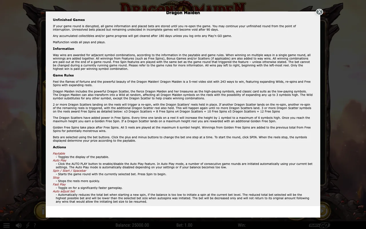 Game rules, page 2 — Dragon Maiden