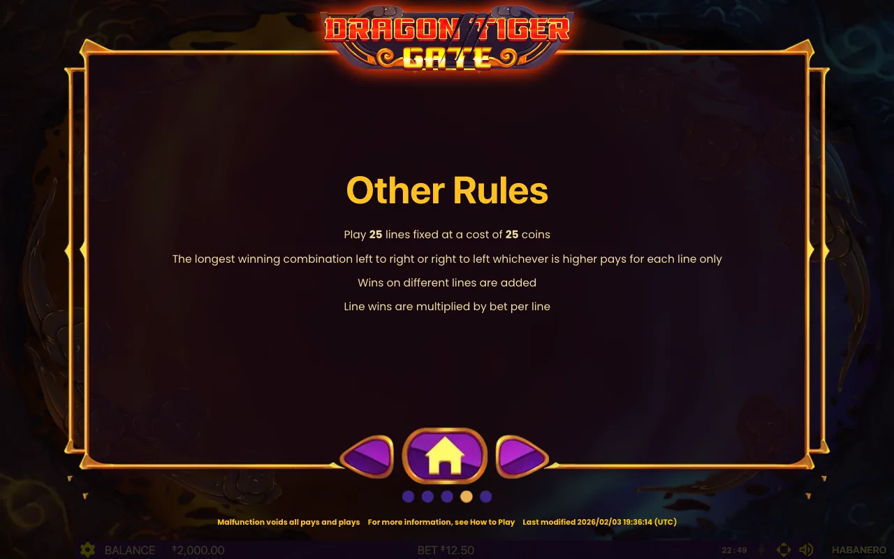 Game rules, page 6 — Dragon Tiger Gate