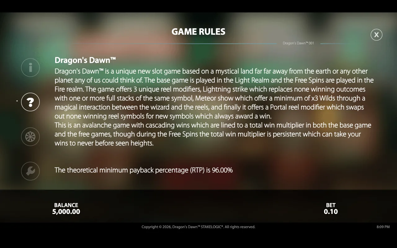 Game rules — Dragons Dawn