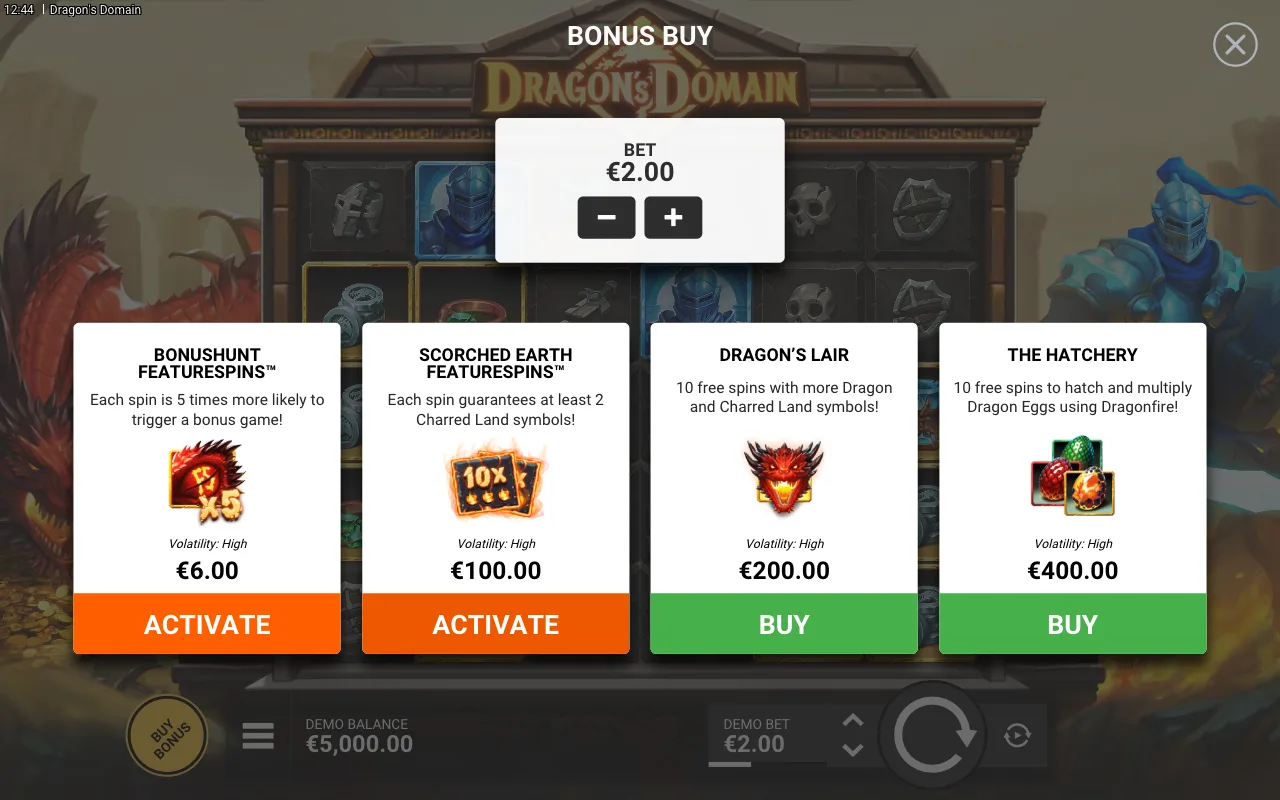Buying the feature — Dragon's Domain