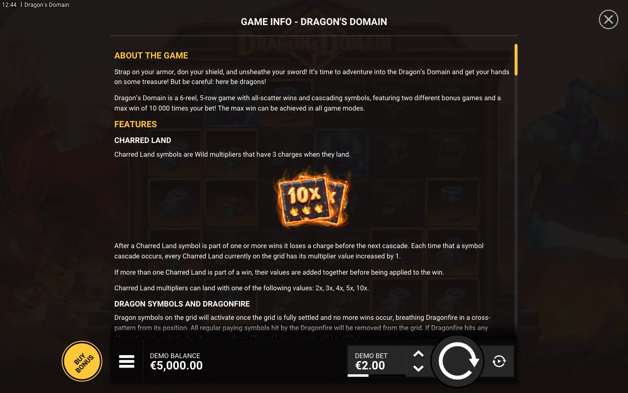 Game rules, page 1 — Dragon's Domain