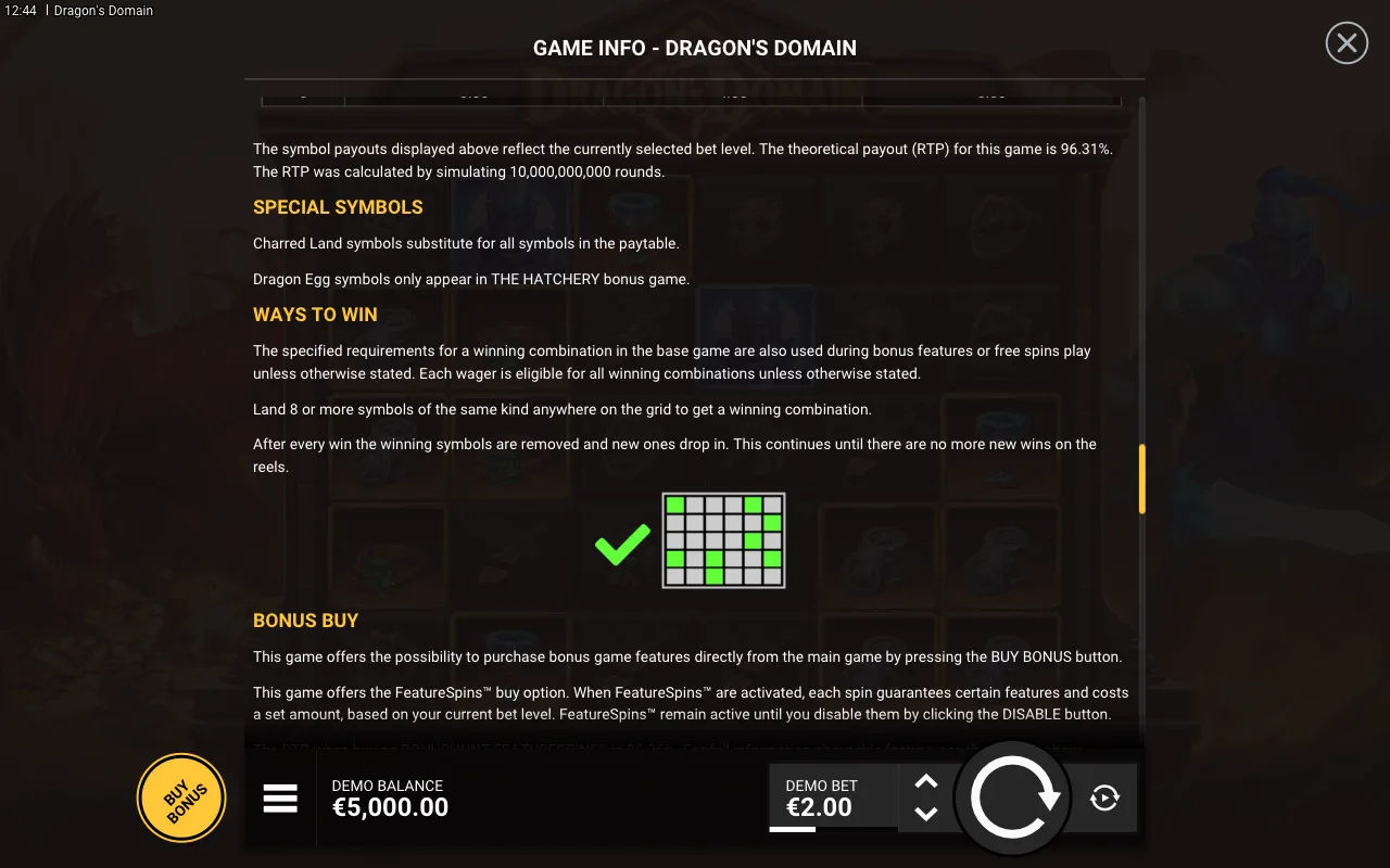 Special symbols — Dragon's Domain