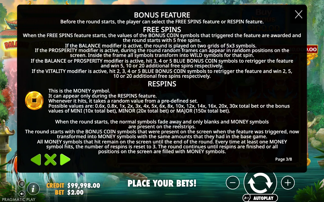 Free spins — Dragons Gate Bonus Choice