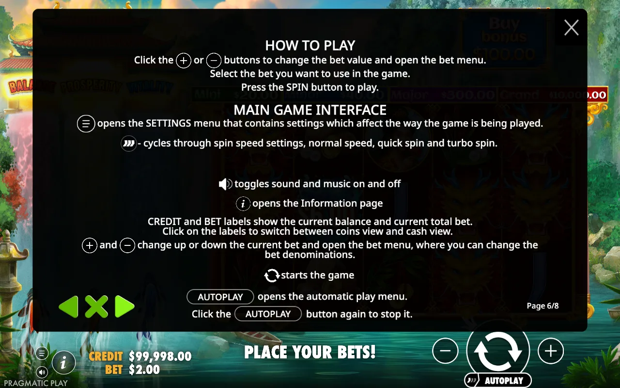 How to play — Dragons Gate Bonus Choice