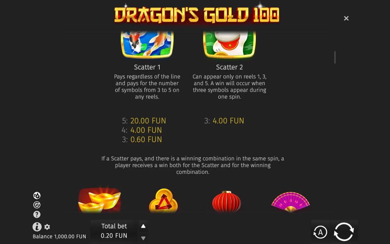 Game rules, page 2 — Dragon's Gold 100