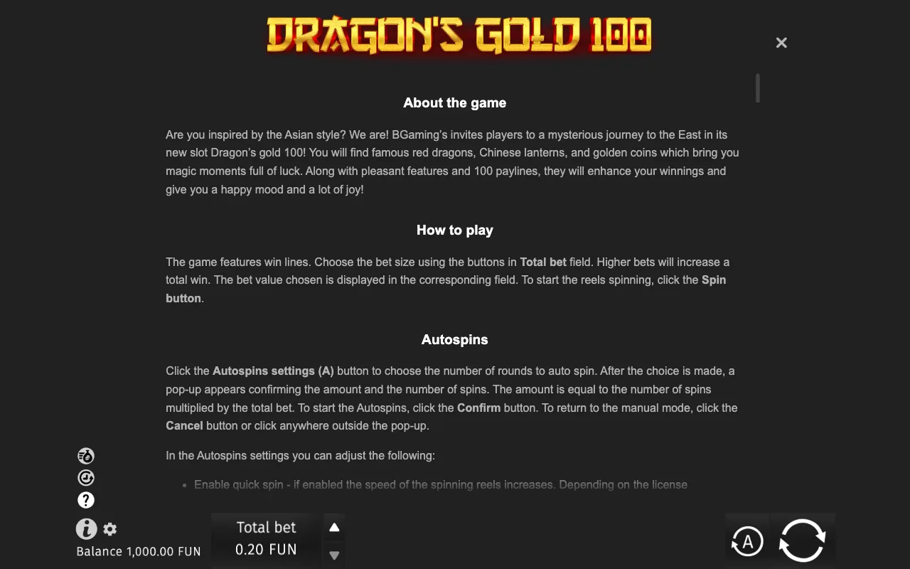 Game rules, page 6 — Dragon's Gold 100