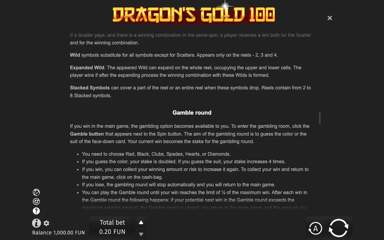 Game rules, page 8 — Dragon's Gold 100