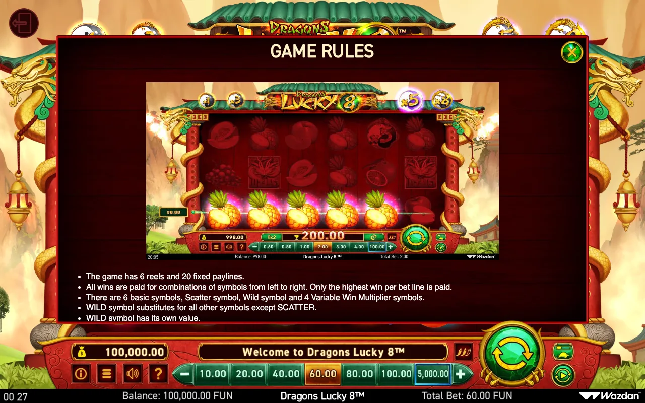Game rules, page 2 — Dragons Lucky 8