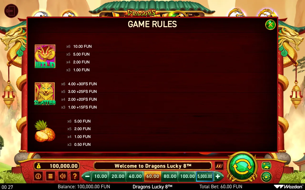 Game rules, page 3 — Dragons Lucky 8