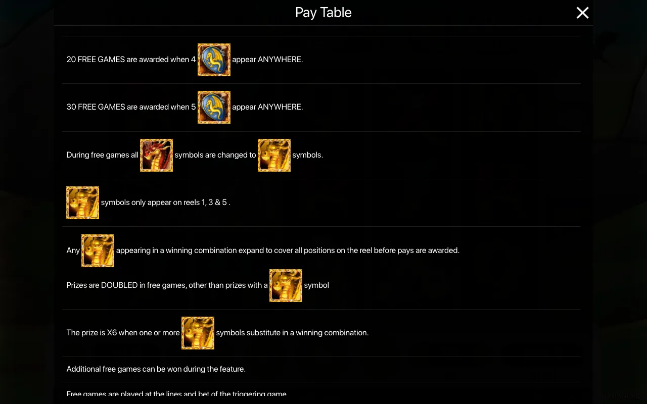 Game rules, page 6 — Dragons Realm