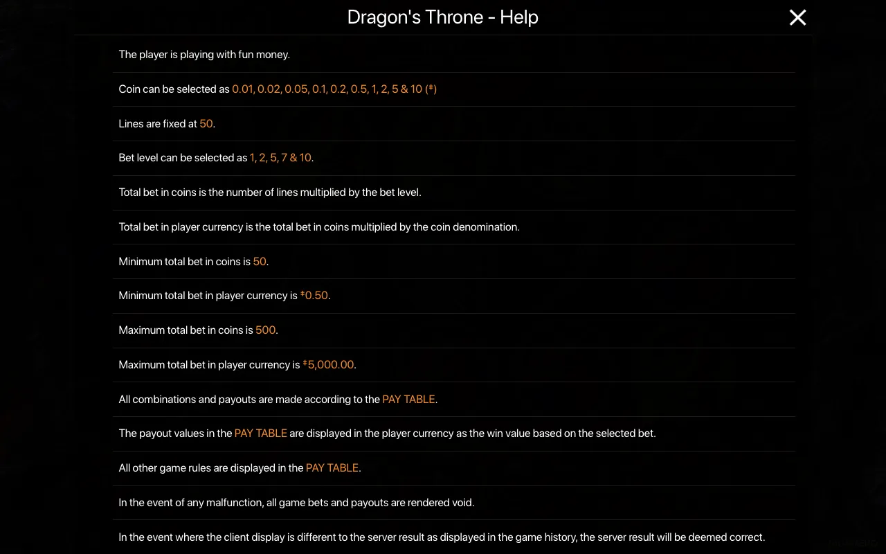 Game rules, page 1 — Dragons Throne