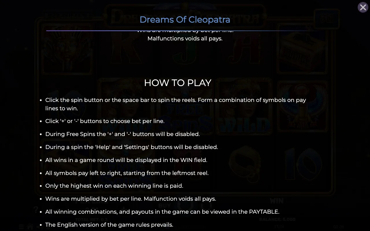 How to play — Dreams of Cleopatra