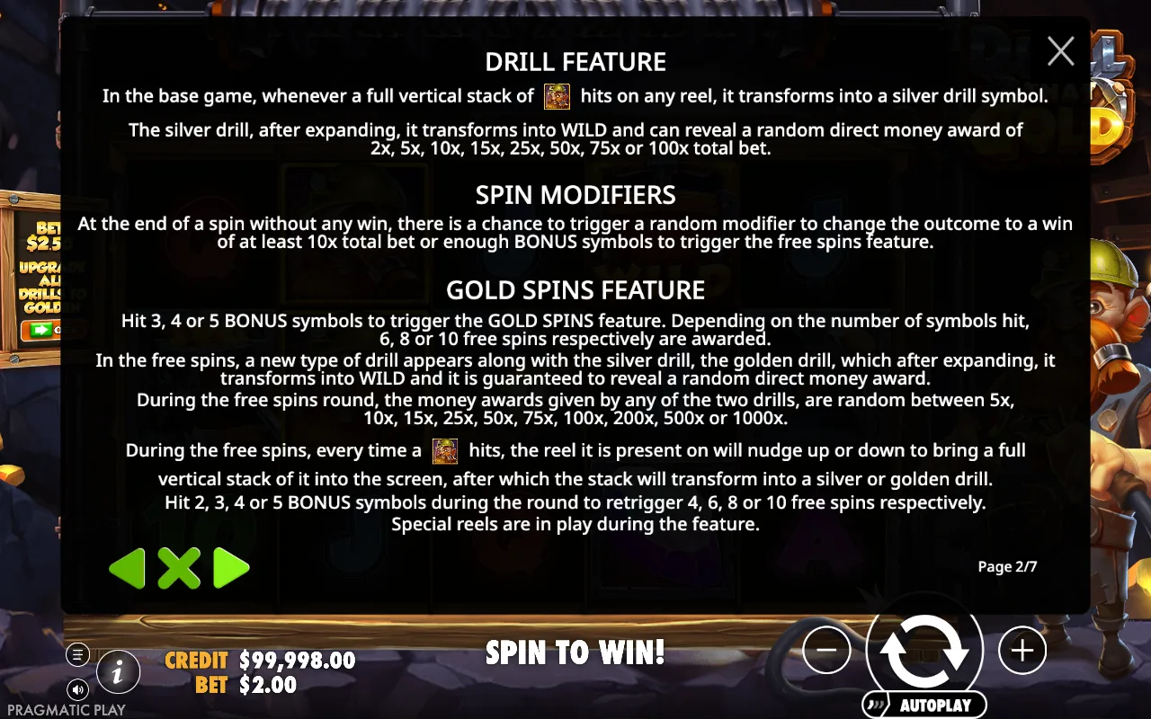 Spin modifiers — Drill That Gold
