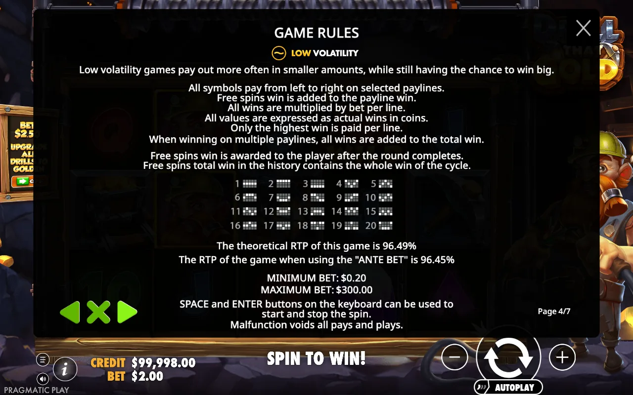 Game rules — Drill That Gold