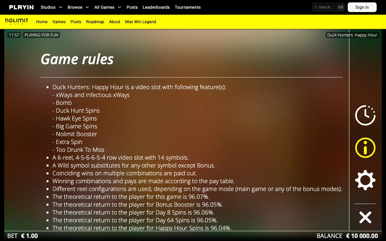 Game rules, page 1 — Duck Hunters: Happy Hour