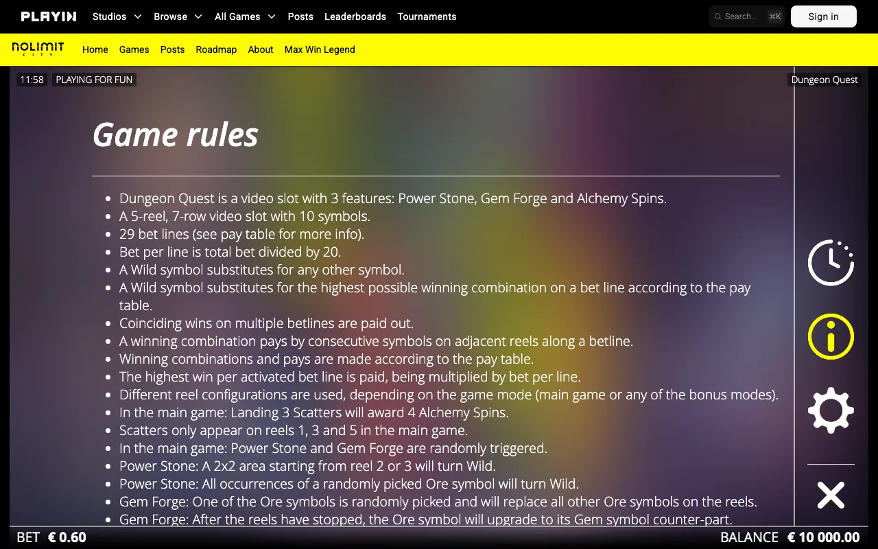 Game rules, page 1 — Dungeon Quest