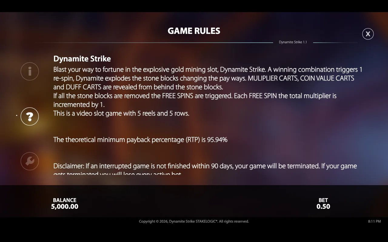 Game rules — Dynamite Strike