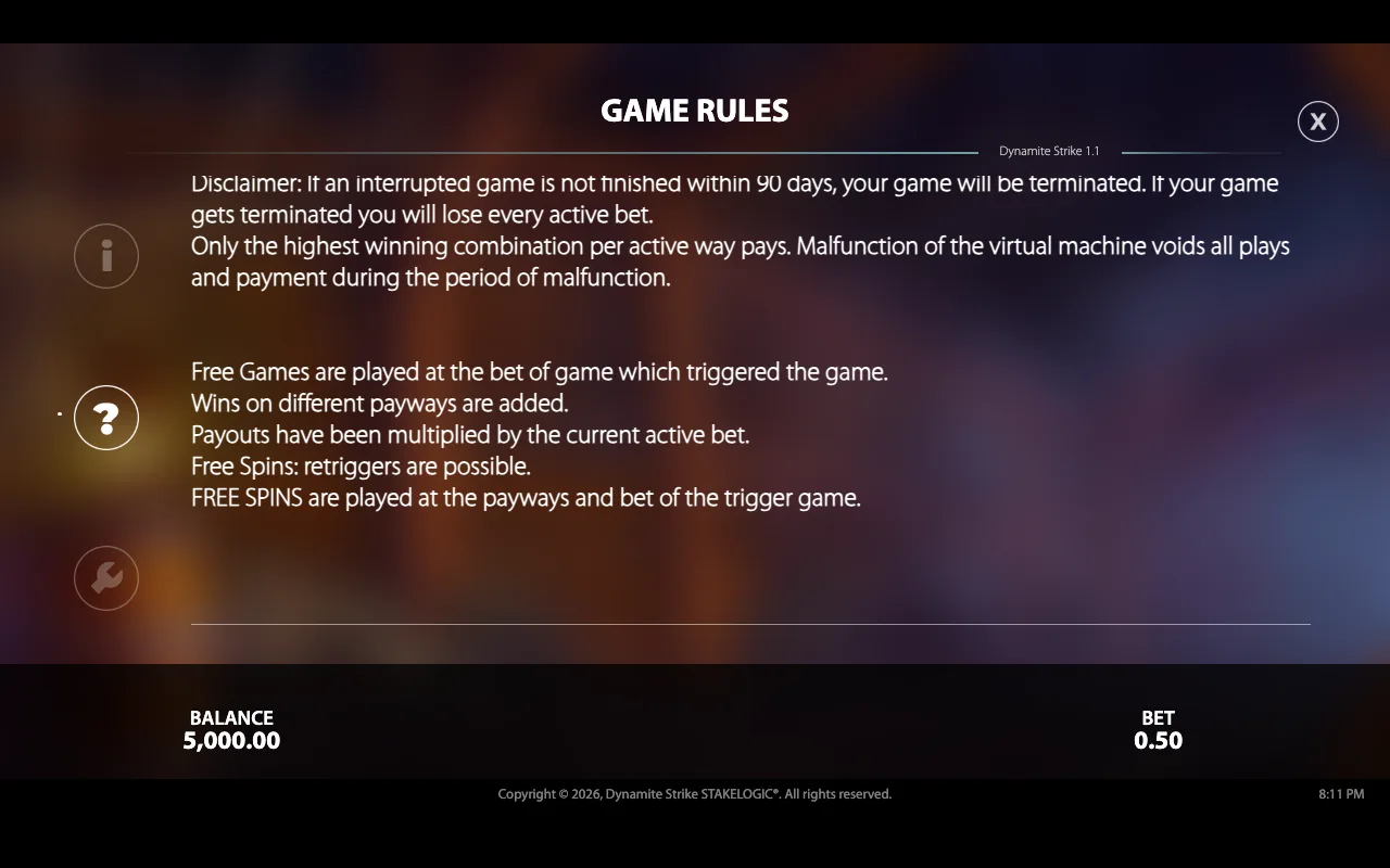 Game rules — Dynamite Strike