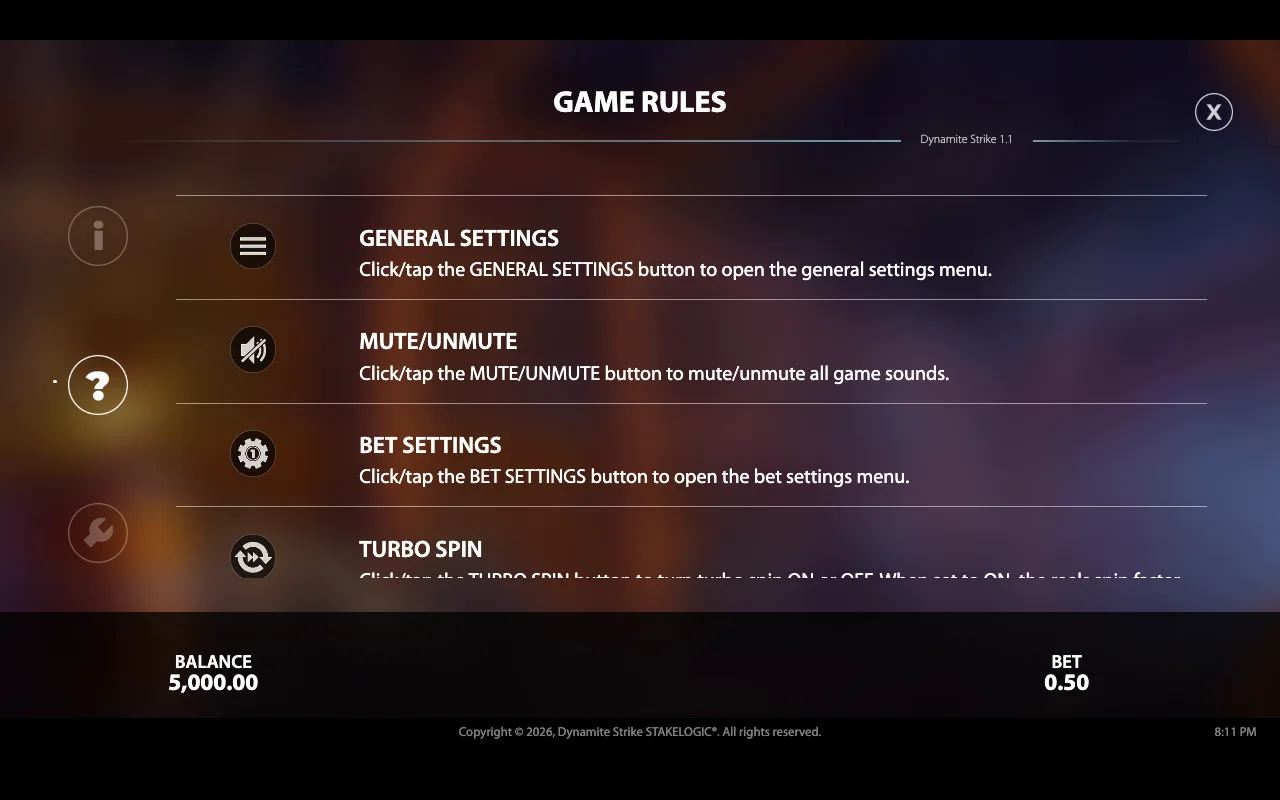 Game rules — Dynamite Strike
