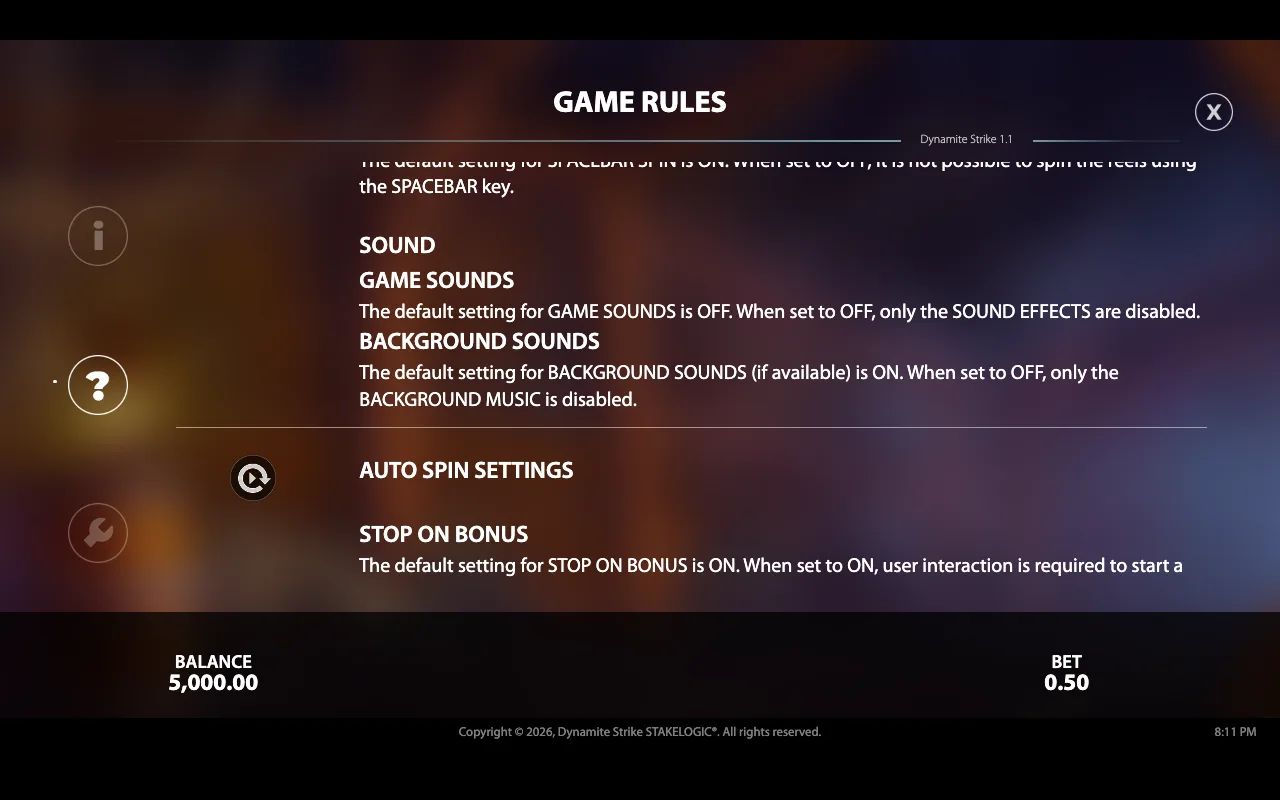 Game rules — Dynamite Strike