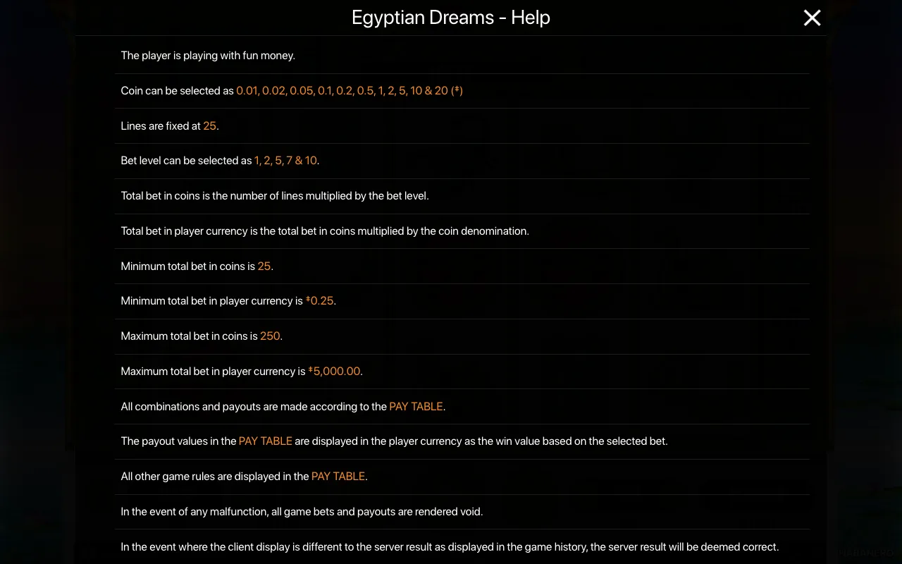 Spielregeln, Seite 1 — Egyptian Dreams