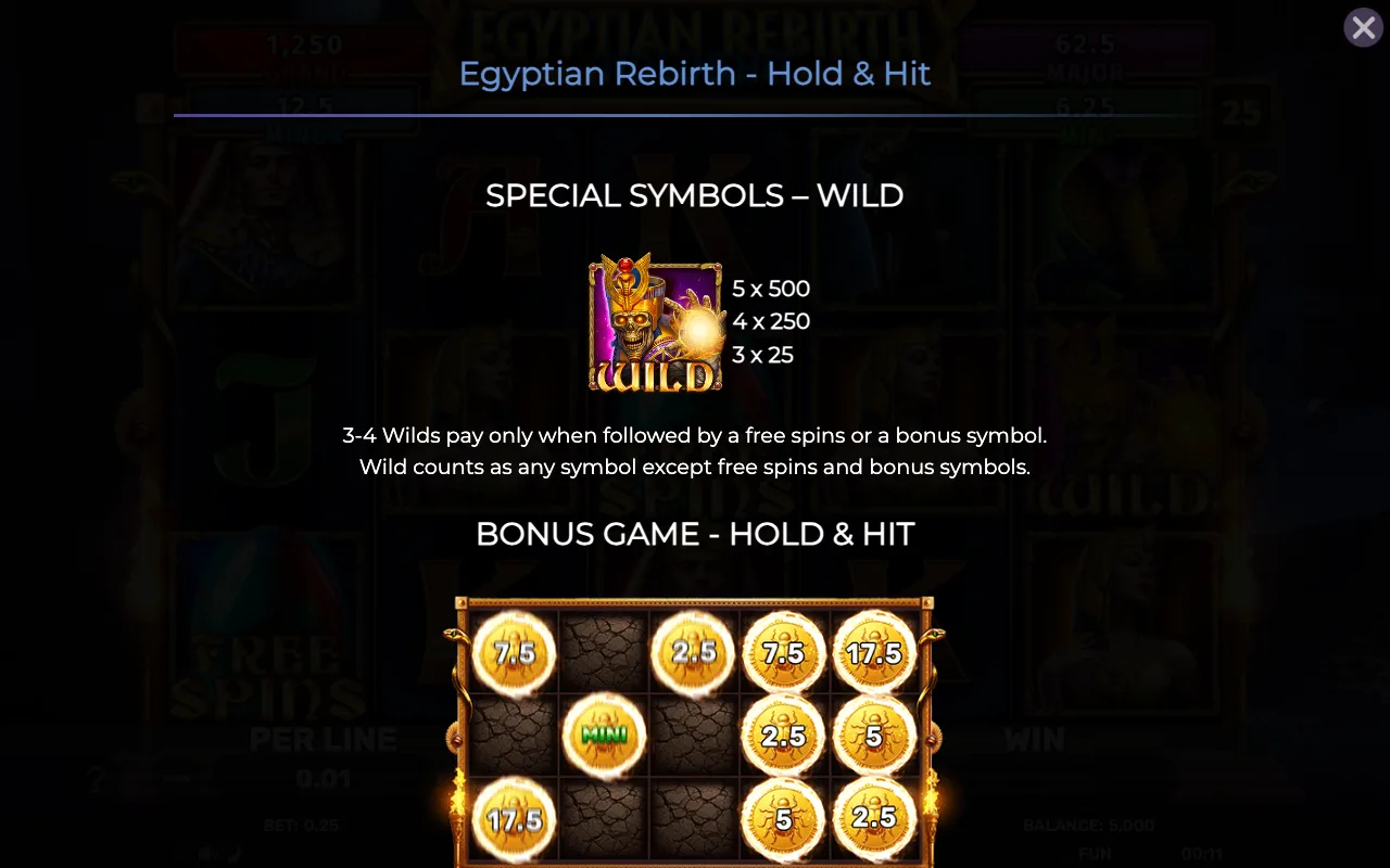 Special symbols - wild — Egyptian Rebirth Hold Hit