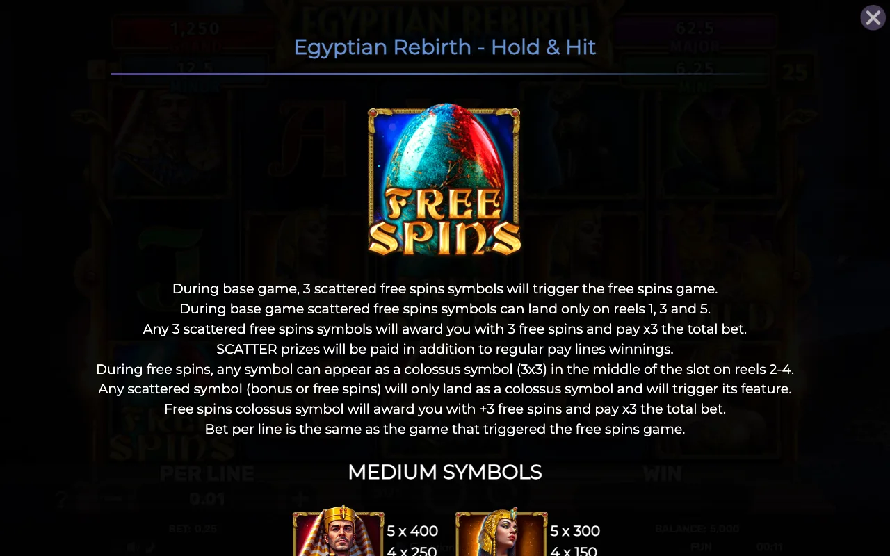 Game rules, page 3 — Egyptian Rebirth Hold Hit