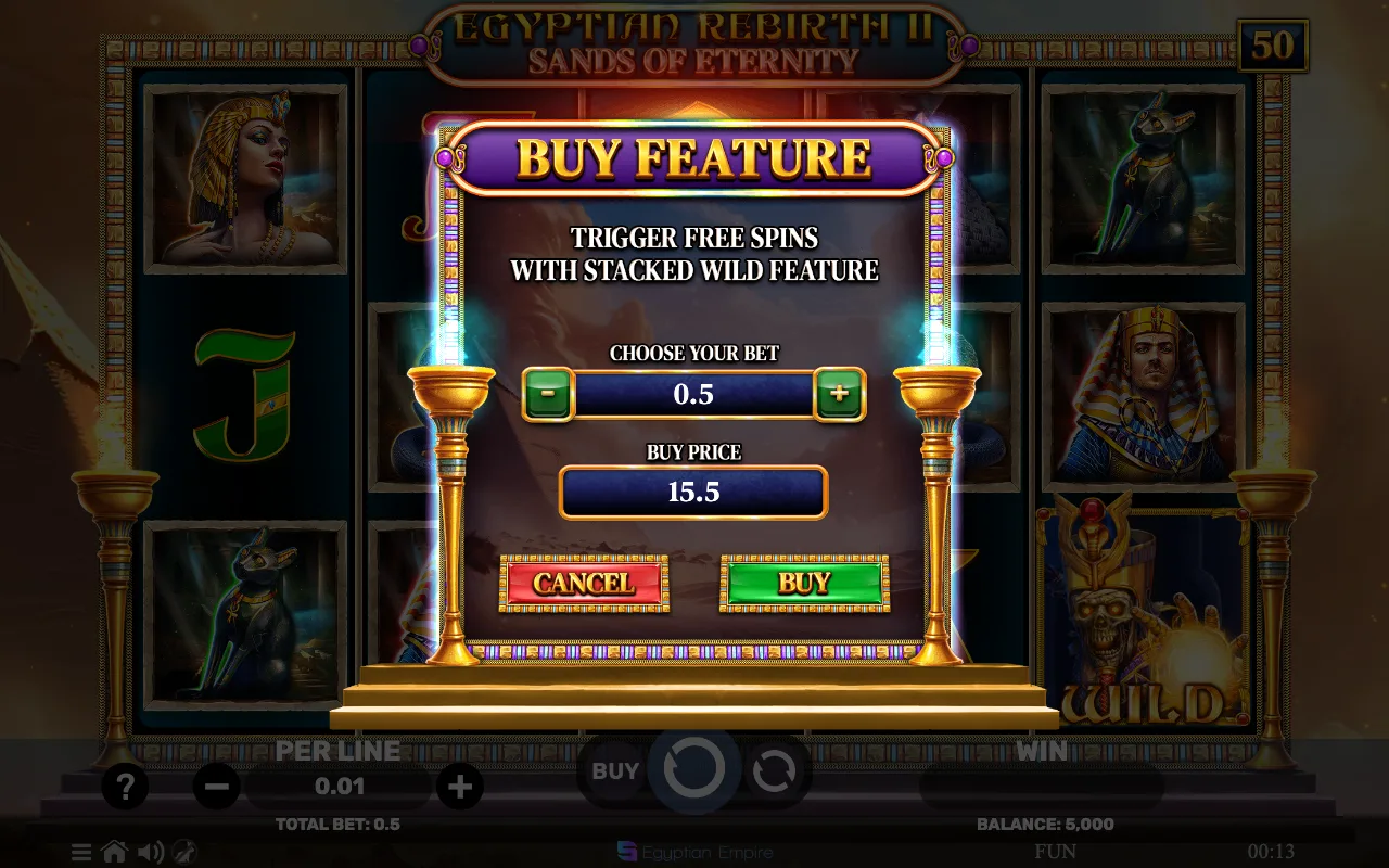 Buying the feature — Egyptian Rebirth ii Sands of Eternity