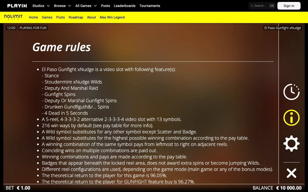 Game rules, page 1 — El Paso Gunfight xNudge®