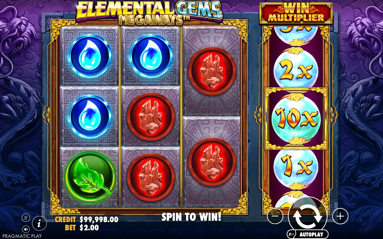 The base game — Elemental Gems Megaways