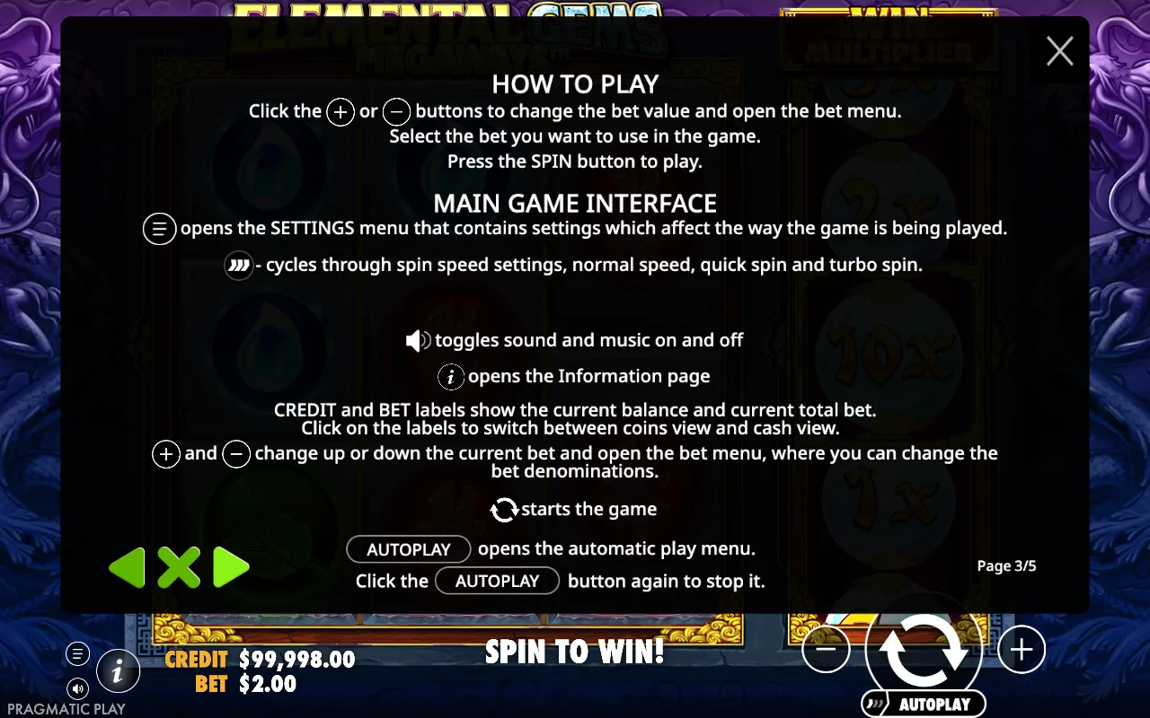 How to play — Elemental Gems Megaways