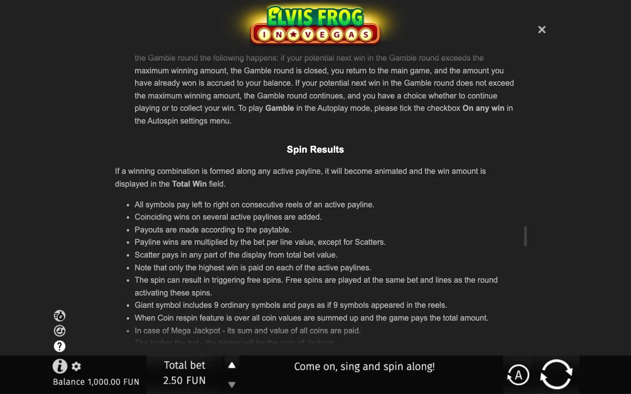 Game rules, page 9 — Elvis Frog in Vegas
