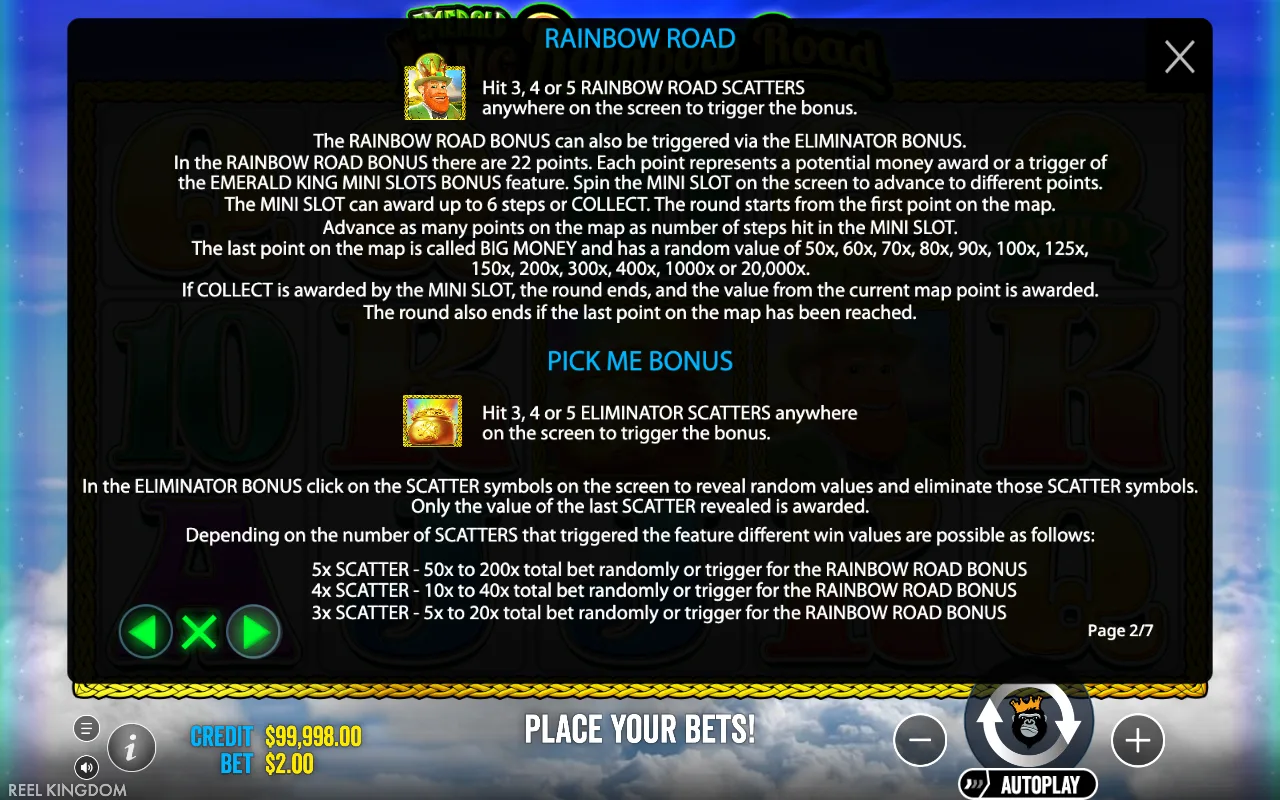 Game rules, page 2 — Emerald King Rainbow Road