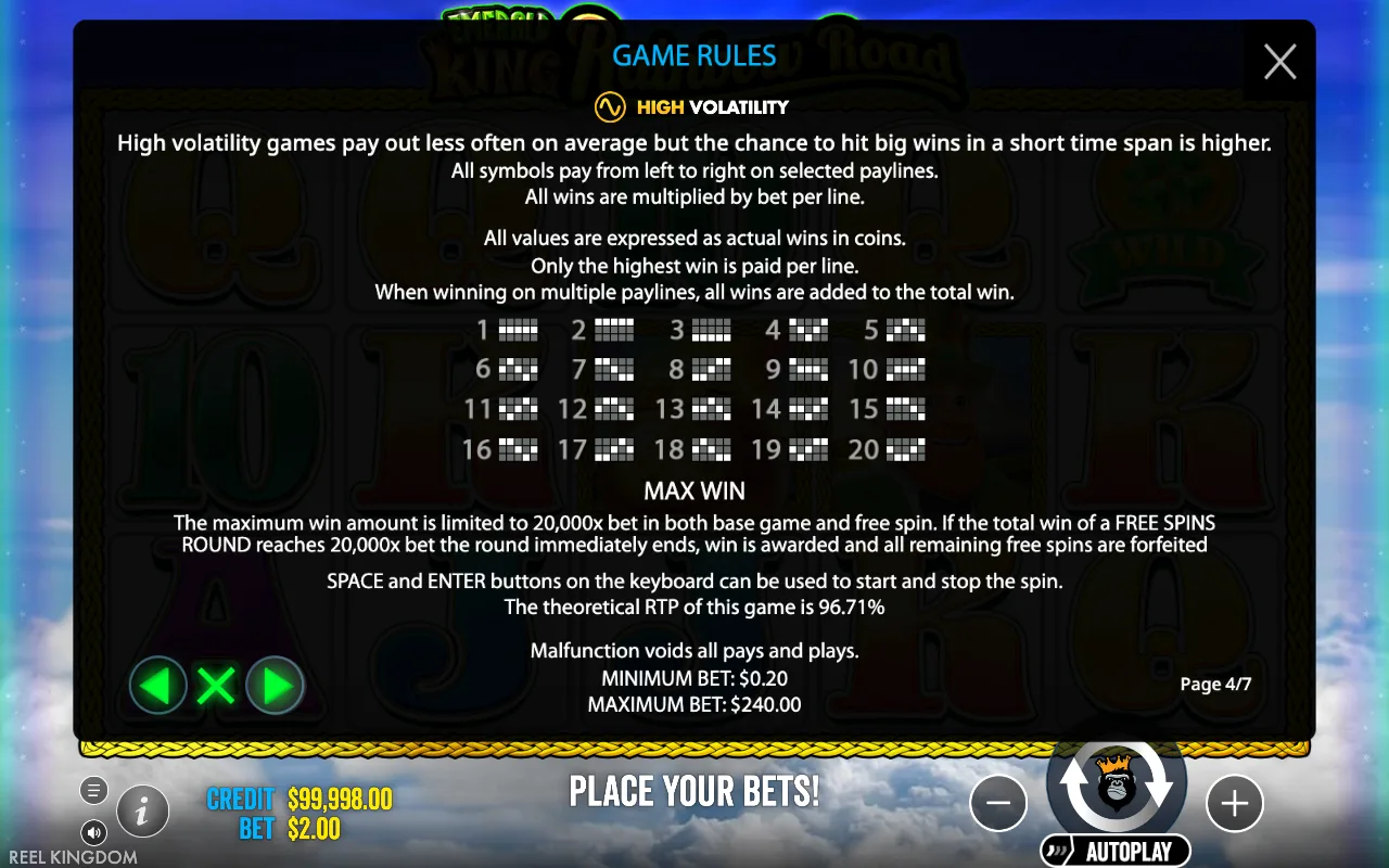 A high volatility — Emerald King Rainbow Road