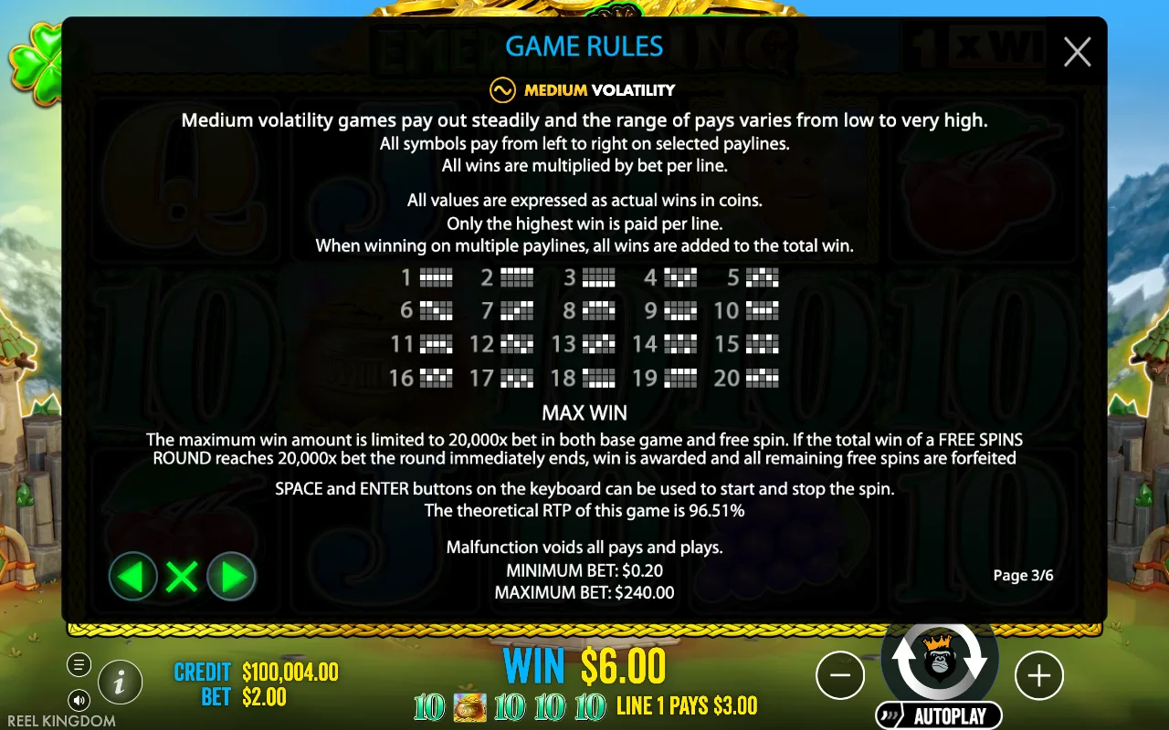 Medium volatility — Emerald King