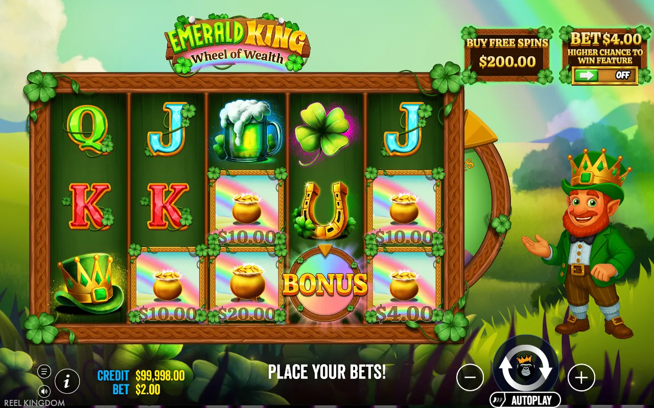 The base game — Emerald King Wheel of Wealth