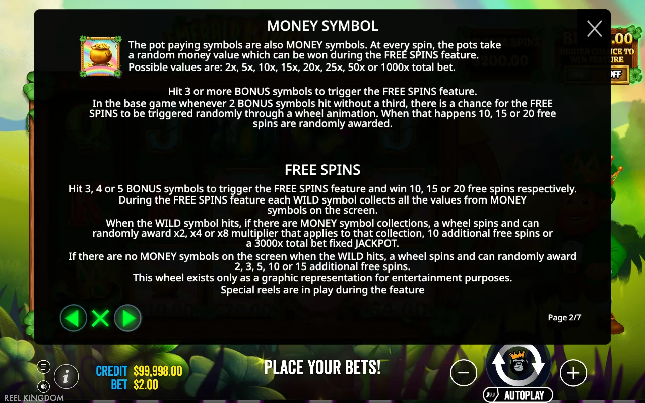 Game rules, page 2 — Emerald King Wheel of Wealth