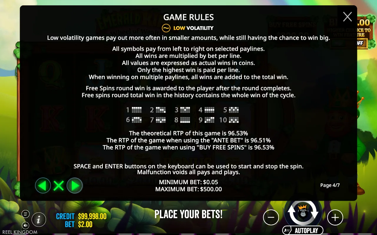 Game rules, page 4 — Emerald King Wheel of Wealth