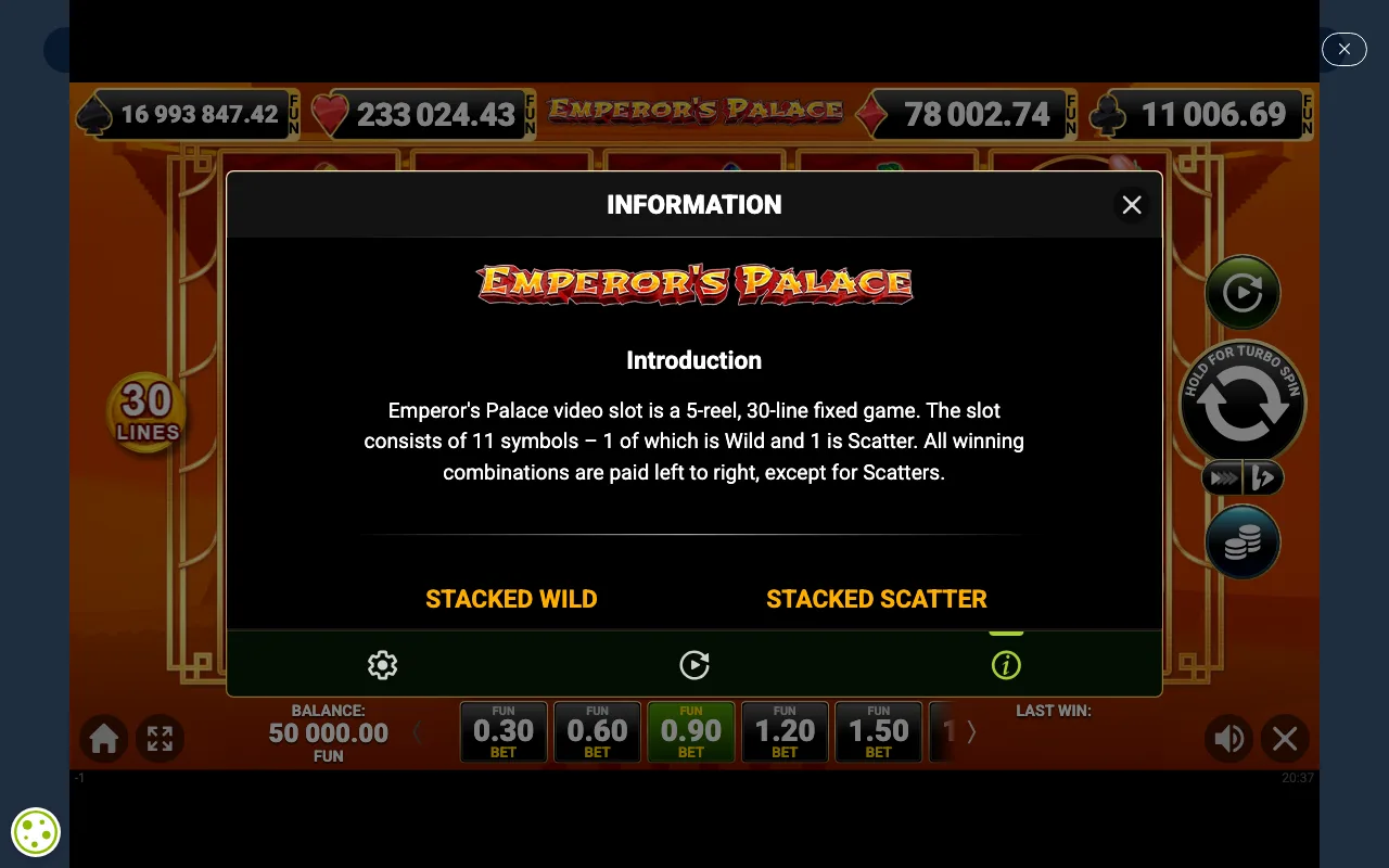 Game rules, page 1 — Emperors Palace