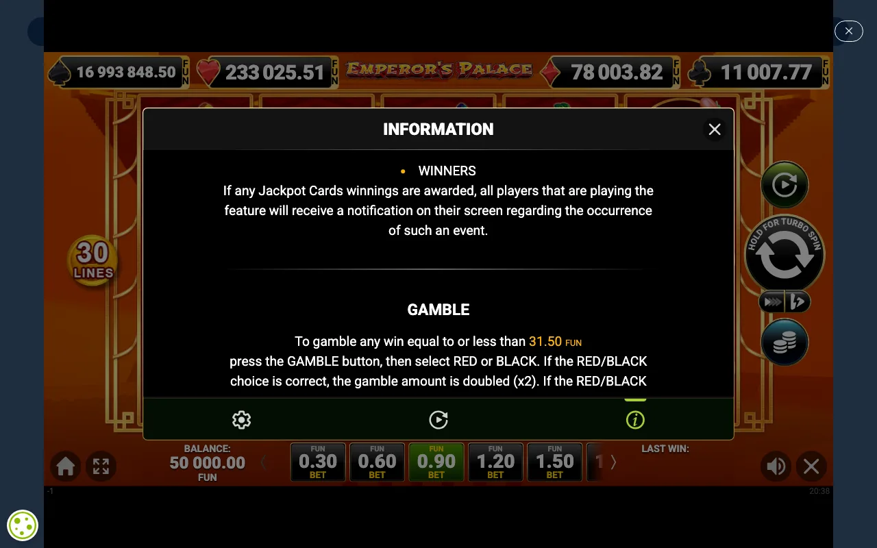 Game rules, page 4 — Emperors Palace