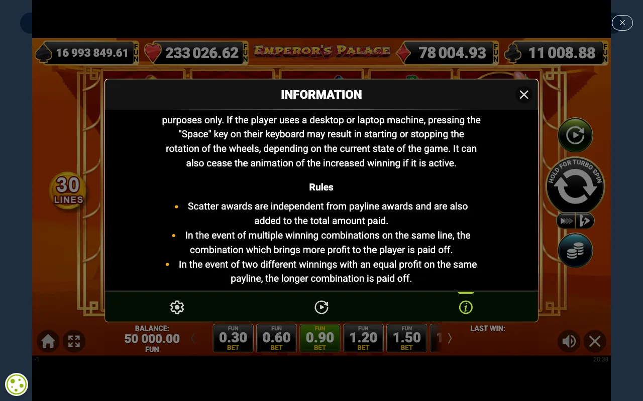 Game rules, page 7 — Emperors Palace