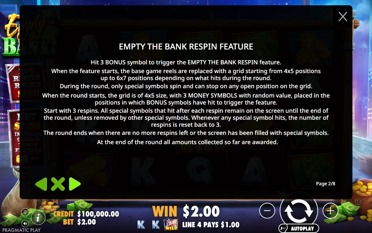 Game rules, page 2 — Empty the Bank