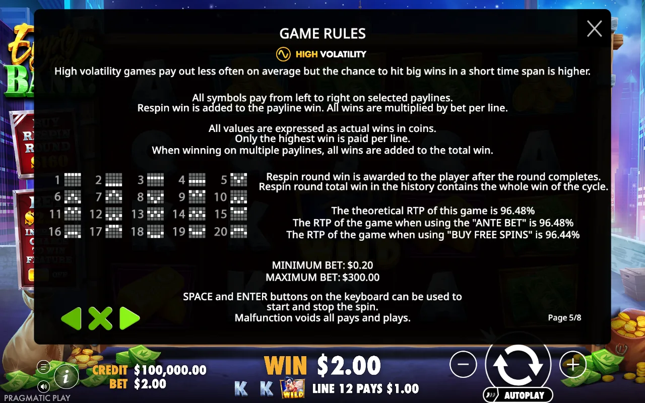 Game rules — Empty the Bank