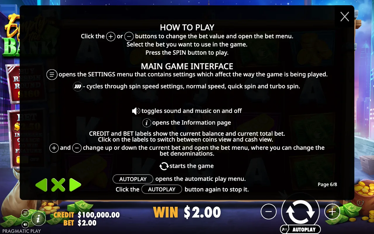 How to play — Empty the Bank