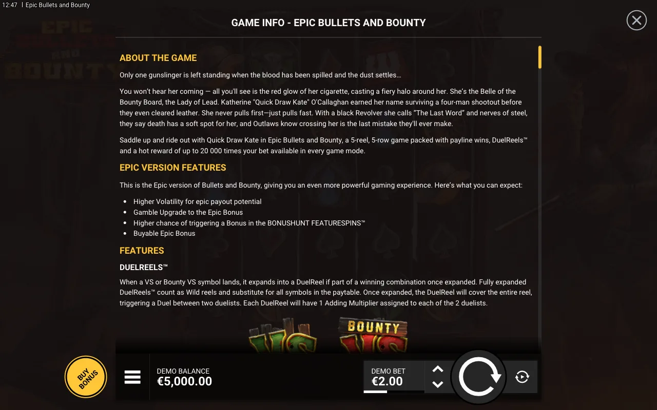 Game rules, page 1 — Epic Bullets and Bounty