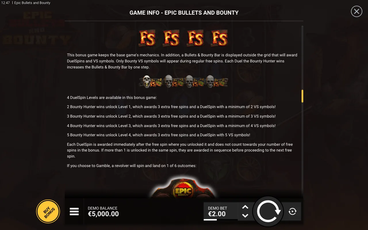 Game rules, page 6 — Epic Bullets and Bounty